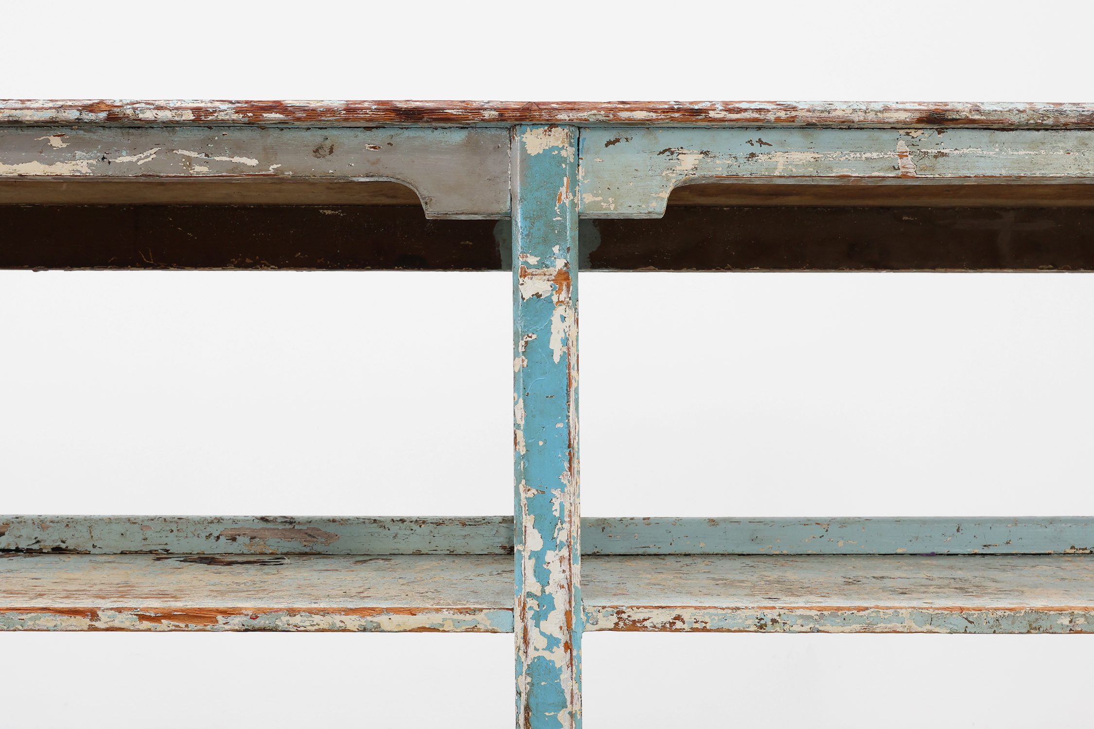 Industrial console with patina of old layers of paint, France ca. 1900thumbnail